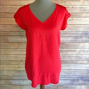 Express Coral V-Neck Tee